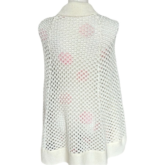 Vintage 60s Crochet knit cape - cream -one size - Picture 4 of 5